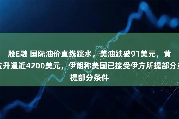 股E融 国际油价直线跳水，美油跌破91美元，黄金拉升逼近4200美元，伊朗称美国已接受伊方所提部分条件