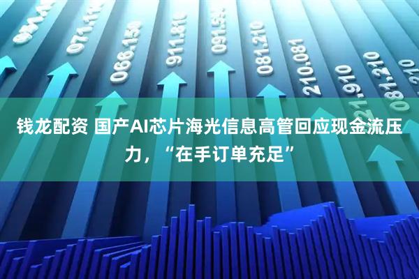 钱龙配资 国产AI芯片海光信息高管回应现金流压力，“在手订单充足”